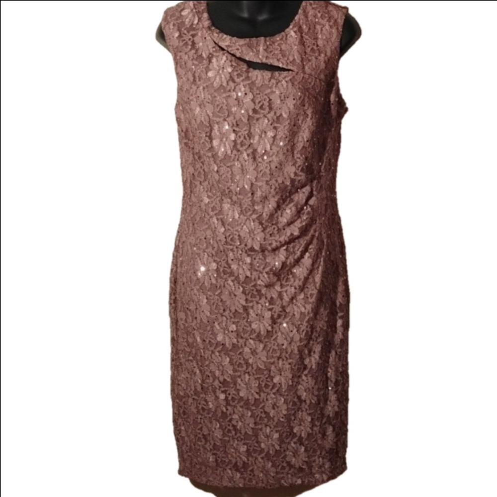 Elegant Mauve Lace Dress